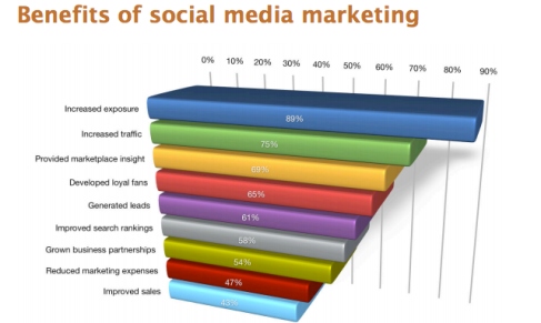 Survey results from Social Media Examiner on the benefits if Social Media Marketing
